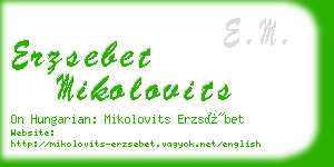 erzsebet mikolovits business card